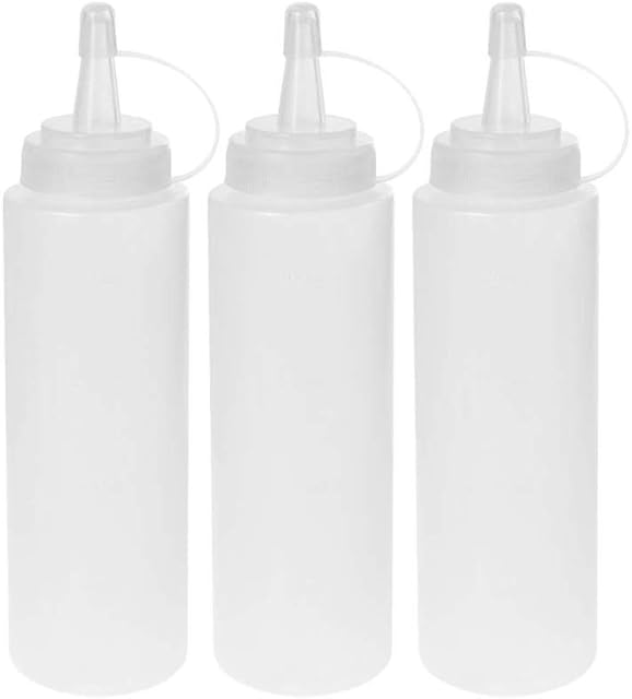 Sauce Bottles, 3Pcs 8oz Seasoning Dispensers 250ml for Condiments Mayonnaise Mustard Hot Sauce and Olive Oil, White