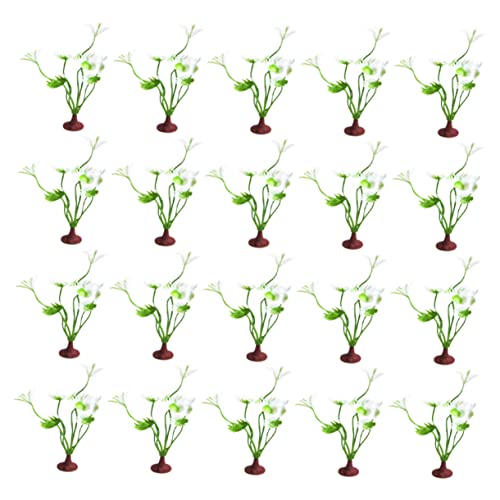 BCOATH 20pcs Realistic Fish Tank Plant Ornament Artificial Grass for Micro Landscape