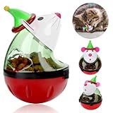 2Pcs Cat Christmas Treat Balls with Tumbler Mouse Toy, Dispenser for Snacks and Dry Kibble, Pet Enrichment Play Ball for Cats