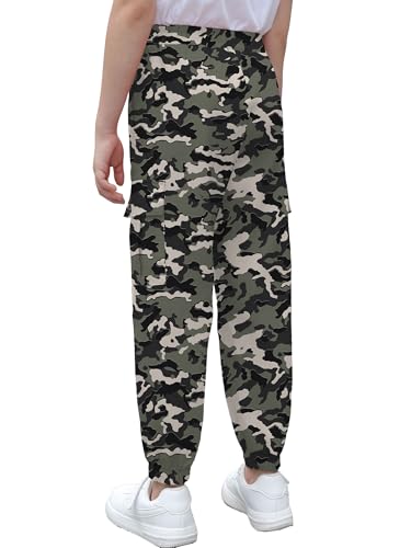 Image of Cromoncent Girls & Womens Camo Print Cargo Pants Outdoor Lightweight Jogger Baggy Pants, 6 Years - XX-Large
