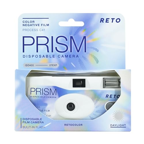 Retocolor Prism 400 35mm Disposable Film Camera 27EXP, ISO400, Color Negative Film, Focus Free, Easy to Use, Built in Flash, Single Use (Film and Battery Included)