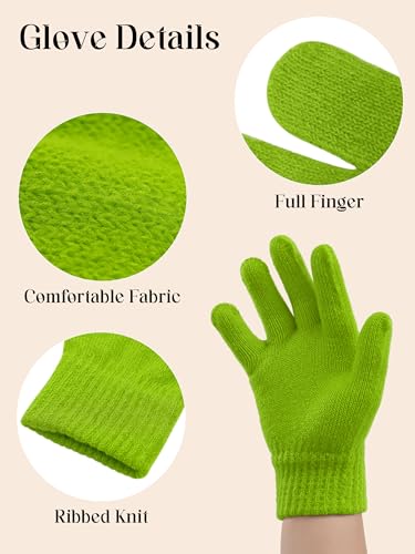 Image of Cooraby 12 Pairs Kid's Winter Magic Gloves Children Stretchy Warm Magic Gloves Boys or Girls Knit Gloves for 6-12 Years