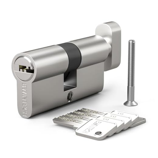 Bwintech 1 Stück 35T/35mm Euro Messingzylinder, 70mm Knauf/Schlüssel zylinderschloss mit 5 horizontalen Messingschlüsseln,Anti Picking,Anti Bohr,Anti Snap,Anti Bumping, Satin Nickel Finish