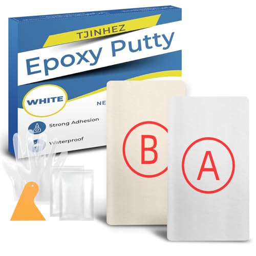 Mastic Époxy Blanc - 400g Mastic de Réparation Bi-Composant pour Piscines, Fuites, Fissures, Remplissage et Modelage - Convient au Métal, Plastique, Bois, Céramique et Carreaux