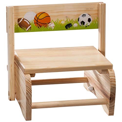 2-in-1 Children's Step Stool and Chair, Sports Design