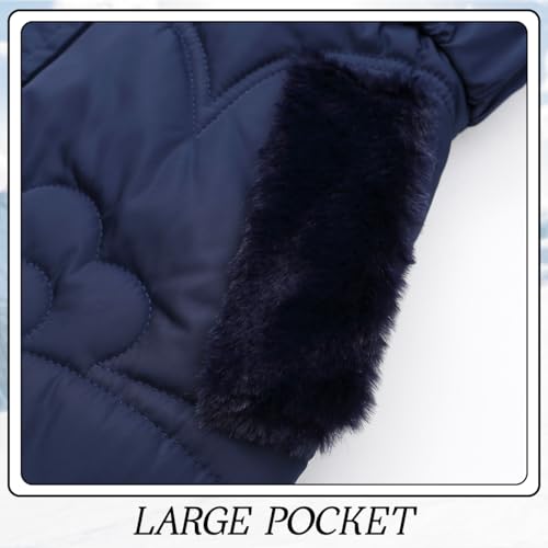 Kids Winter Girls Coats Fleece Padded Fur Collar Hooded Puffer Jackets Clothes4