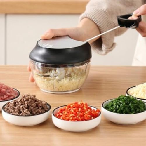Processador de Alimentos Grande 500ml Triturador Com Três lâminas Em Inox Manual Acionamento Por Cor