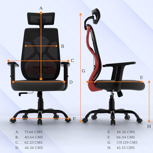 Image of Titan Ergonomic Office Chair for Home & Office | Adjustable Armrests | 120 Recline | Lumbar Support | Thick Cushioned Seat | Heavy-Duty Base | 3 Years Warranty (Black Red)