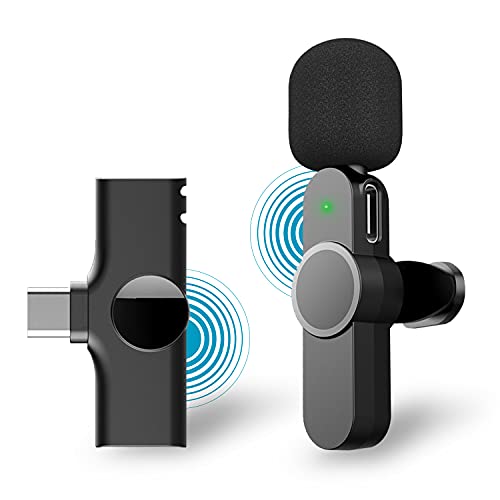 OSZLES Plug-Play UHF Wireless Lapel Lavalier Microphone System for Video,Recording,YouTube Facebook Live Stream,Vlog, Wireless Mic for USB-C Andriod Phones, Tablet,Computer(No Need App Bluetooth)