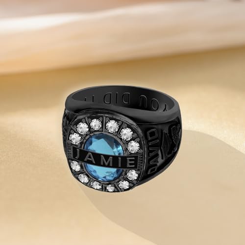 Fully Personalized 2025 Class Rings for Men 925 Sterling Silver/10K/14K/18K Solid Gold High School College Graduation Ring Graduation Jewelry Gift for Graduates Size 4-16 (with Gift Box)3