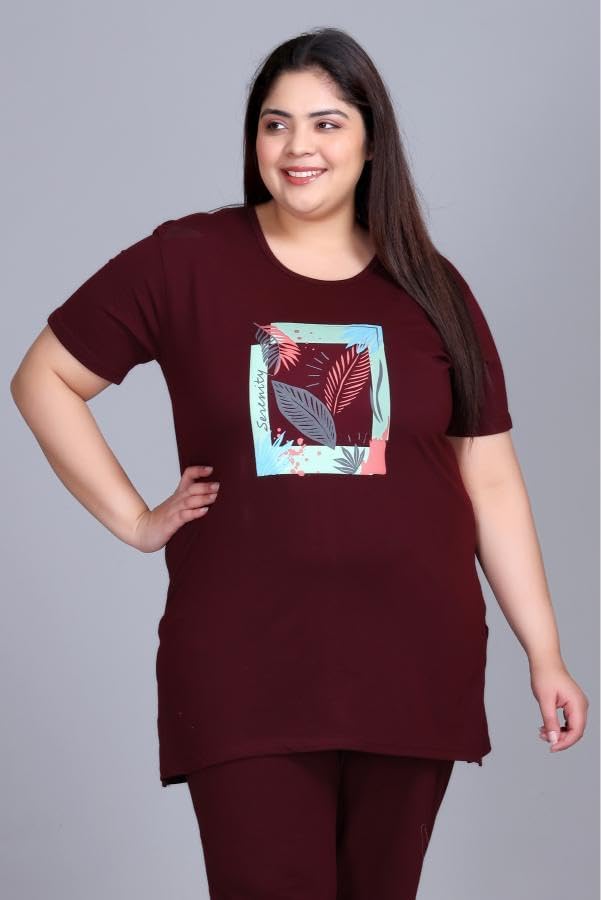 Image of In Love Women's Plus Size Longline T-Shirt with Side Pocket, 3 /4 Sleeve, Crew Neck