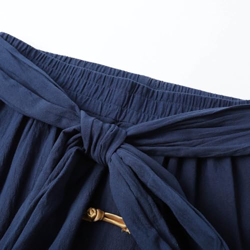 Pantalones harén de ramio estilo chino con pernera ancha retro 6
