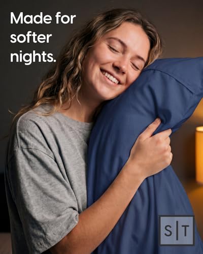Image of Sleepy Town King Size Bed Sheets - 4 Piece - King Sheet Set - Extra Soft, Comfy & Cooling - Easy Care - Shrinkage, Wrinkle & Fade Resistant - Brushed Microfiber - Deep Pocket Bed Sheets (Navy Blue)