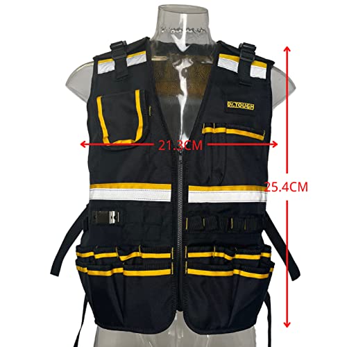 Dr.tough Work Vest For Men Reflective Vest Black Safety Vest For Men Tool Vest For Carpenters Electrician (Yellow) #TOP2