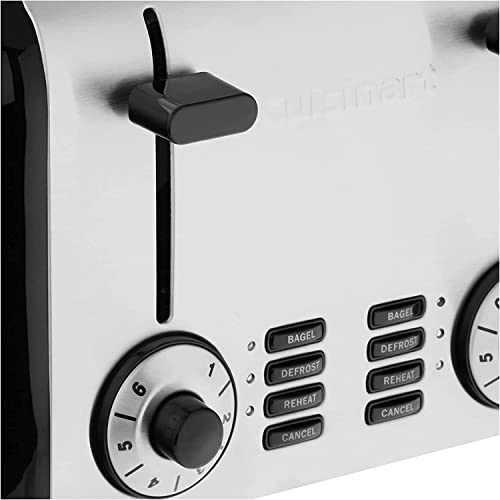 4 Slice Toaster By Cuisinart, Compact Toaster For Toast, Bagels, Defrost, Reheat & More, Stainless Steel/Black, Cpt-340P1 #TOP4