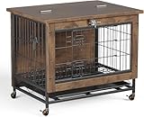 Heavy-Duty Dog Crate, 26 Inch Modern Dog House with Double Doors, Suitable for Small Medium Dogs, Wooden Kennel Serving As a Side or End Table for Living Room, Bedroom, Rustic Brown