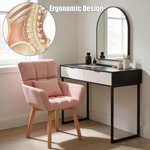Silla de maquillaje con ruedas y taburete de escritorio para dormitorio y oficina 6