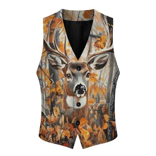 Camouflage Forests Deer Men's Suit Vests Dress Vest V-Neck Waistcoat Slim Business Formal with Pocket4