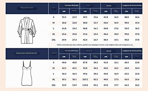 Ekouaer Eensemble robe de chambre pour femmes, pyjama de mariage pour mariée et demoiselle d'honneur Champagne XL – vue 6