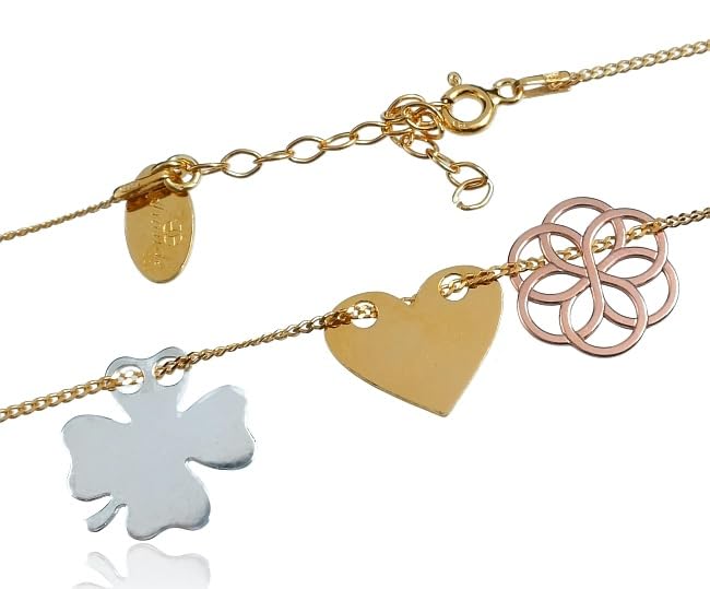 Collier cœur et trèfle ARANDE argent 925 plaqué or au quotidien
