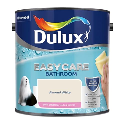 Almond White Dulux Easycare Bathroom Soft Sheen Paint 2.5L – Moisture & Steam Resistant, Mould Protection, Washable Durable Finish for Bathroom Walls & Ceilings