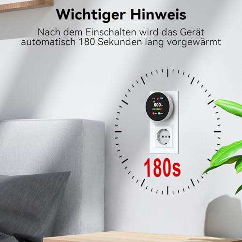 CHZHVAN Kohlenmonoxid- und Gasmelder mit Stecker, 4-in-1 CO-Melder mit Temperatur- & Luftfeuchtigkeitssensor, mit akustischem Alarm für Haus & Wohnmobil,1er Set(Weiß)