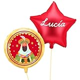 OH YEAH - Globo Foil Reyes Magos Baltasar + Estrella Roja - Ø 43 cm - Decoración Navideña - Celebraciones Familiares, Escolares y Escaparates - Roscón de Reyes - Eventos Navideños - ELIGE TU NOMBRE