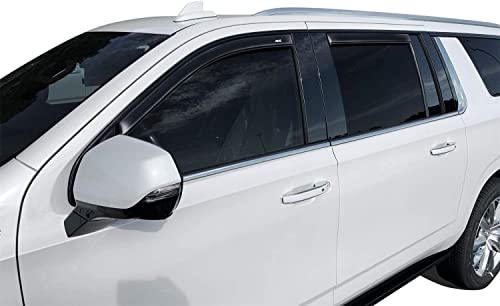 Auto Ventshade [AVS] In-Channel Ventvisor / Rain Guards | Fits 2021 - 2024 Cadillac Escalade/Chevrolet Tahoe/GMC Yukon- Smoke, 4 pcs. | 194706
