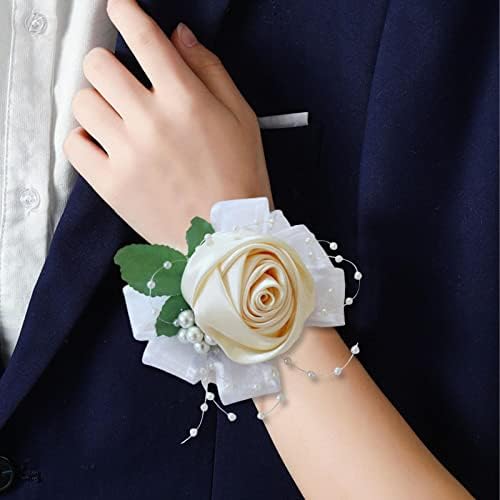 Limitoll Bracelet Corsage Floral Élastique Soie Pour Mariage, Bal  DIY Décorations Fleuries