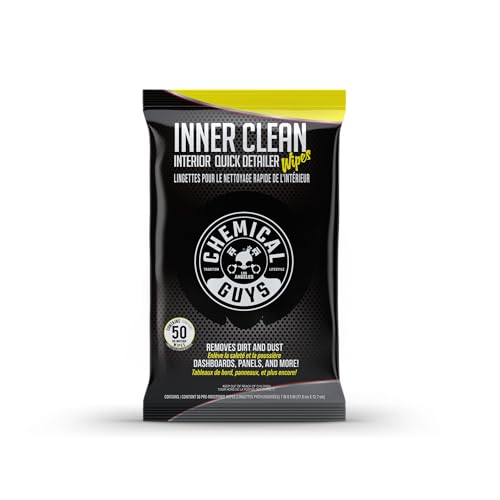 Chemical Guys - Chemical Guys InnerClean Interior Quick Detailer & Protectant Wipes Mega 50 Pack, Safe for Cars, Trucks, SUVs, Motorcycles, RVs & More, (50 Ct)