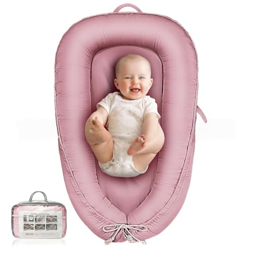 iuscacey Cuna portátil para bebés - Cuna colecho para recién Nacidos - Cuna de algodón Suave - Cuna Ajustable para Viajes y hogar - Lavable,A