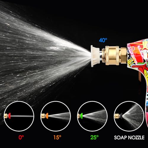 Short High Pressure Washer Gun with 5 Nozzles & 2 Hose Connectors, 4000PSI Cleaner Gun Car Wash Water Gun M22-14mm Water Inlet to 1/4" Connect, for Karcher K-series Quick Connect & Release Trigger Gun 7 Short High Pressure Washer Gun with 5 Nozzles & 2 Hose Connectors, 4000PSI Cleaner Gun Car Wash Water Gun M22-14mm Water Inlet to 1/4" Connect, for Karcher K-series Quick Connect & Release Trigger Gun - Image 7