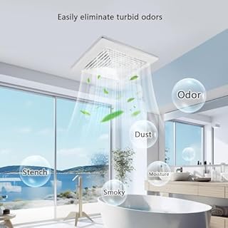 HNRLOY Bathroom Exhaust Fan for Ceiling,Household Bath Vent Ventilation Fan,110 CFM,4-in Duct,1.0 Sones Quiet Operation,13W Energy-Saving 12" Plastic Panel Shower Vent Extractor,10"x10" Mounting Hole