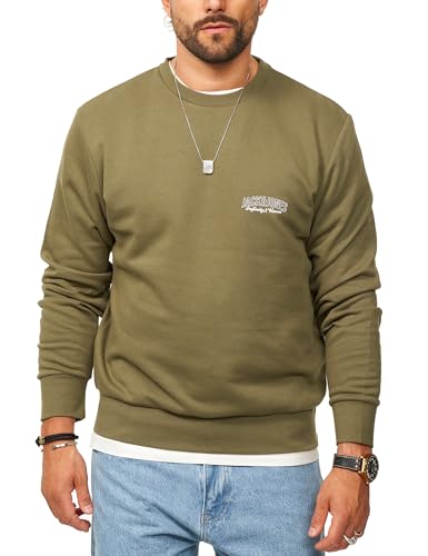 JACK & JONES Herren Sweatshirt mit Rundhals Crewneck Pullover Sweater für Männer im Regular-Fit JJ24741-KAL-M