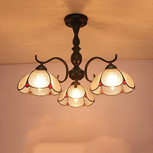 Lustres light de plafond de nuance en vitrail 3 lumières lampe suspendue salon