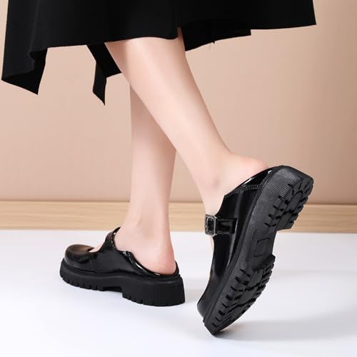 XMM Mary Jane Shoes Black Patent Leather Platform Chunky Mary Janes for Women Ladies Comfort Leather Round Toe Non-Slip Dressy Casual Cute Girls Kawaii Lolita School Trendy Work Shoes US 7.5 by XMM - Used condition - Image 9