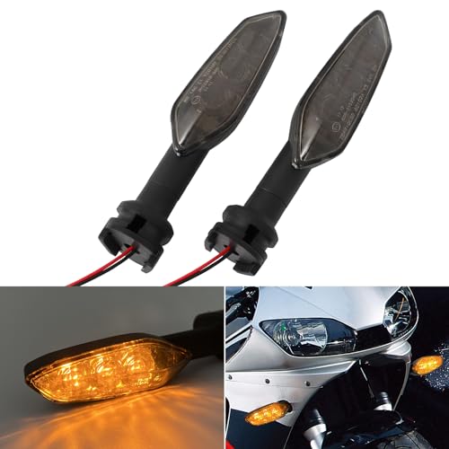 Motorcycle Turn Signal Lights Fits for Yamaha YZF R6 R1 R3 R7 MT09 MT07 Tenere 700 XJ6 Tracer 900 FZ25 FZ6 FZ1 MT-03, Front or Rear Led Indicator Blinkers Amber Flasher Lamp Smoked Lens (2PCS)