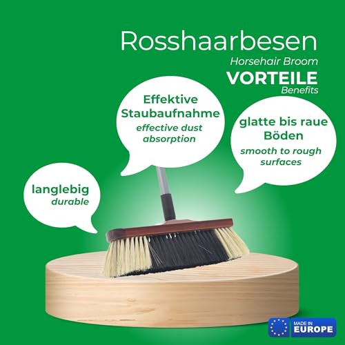 Novaliv Besen Zimmer mit Teleskopstiel aus Rosshaarmischung