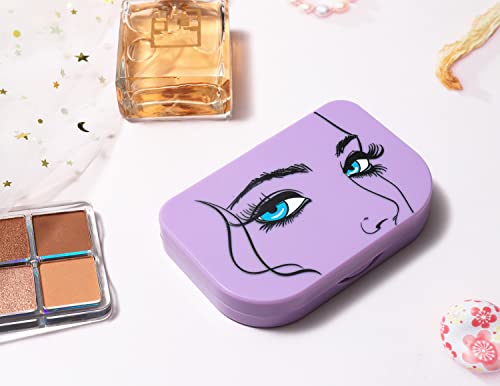 Eyelash Storage Case Organizer With Makeup Mirror Frame Box, Magnetic False Eyelashes Case False Eyelashes Packaging Travel Storage Box Eyelash Bag (Light Purple) #TOP5