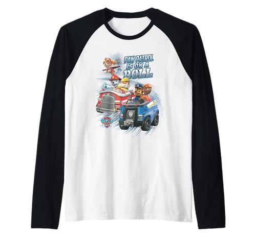 Paw Patrol t-shirt baseball manches raglan pour garçon et fille avec imprimé équipe Pat Patrouille