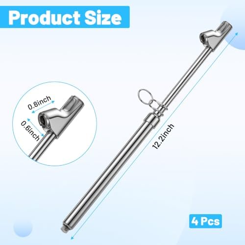 4 Pcs Tire Gauge, 12 Inch Dual Head Tire Gauge Heavy Duty Air Pressure Gauge for Auto Truck Car RV Van, Range 10-150 PSI (Silver)