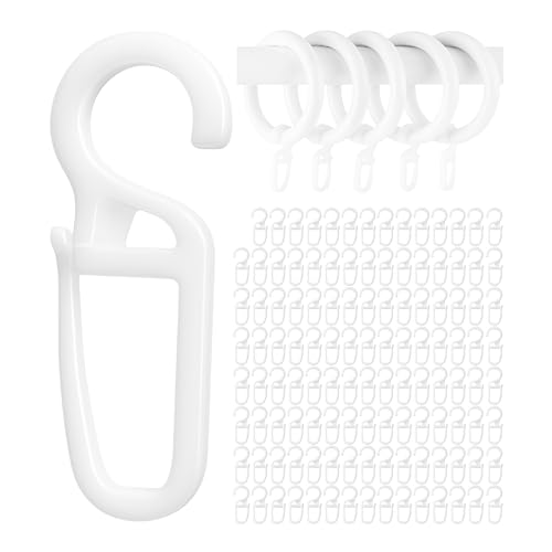 Crochets à Rideaux 120 x 10 mm - Blanc - pour Anneaux de Rideau et Tringles Jusqu'à 10 mm de...
