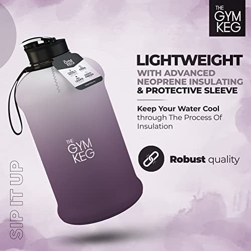 THE GYM KEG Sports Water Bottle Half Gallon Carry Handle Big Water Jug for Sport Large Reusable Water Bottles Eco-friendly, Tritan BPA Free Plastic, Leakproof (Mono Gradient)