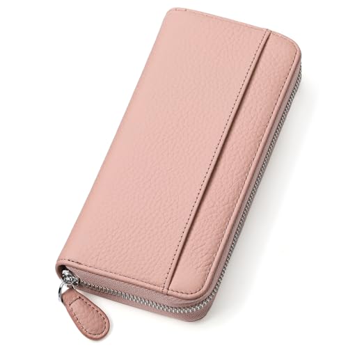 SENDEFN Damen Geldbörse, Portemonnaie Damen Groß im Langformat, Kartenetui RFID-Blockierung, Geldbeutel mit Reißverschluss und Vielen Fächern