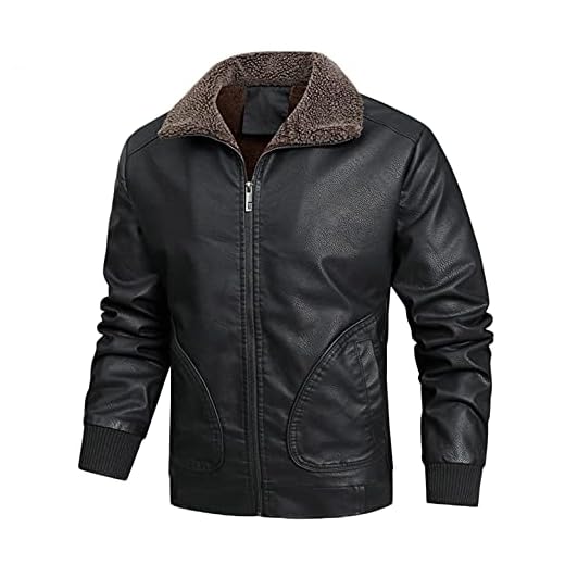 Herr, shearlingfoder, läderjacka, slag, vinter, varm, teddy-fleece-jacka, vintage, bikerjacka, fodrad vinterjacka av konstläder för män, vindtät motorcykeljacka rockar, svart, XXL
