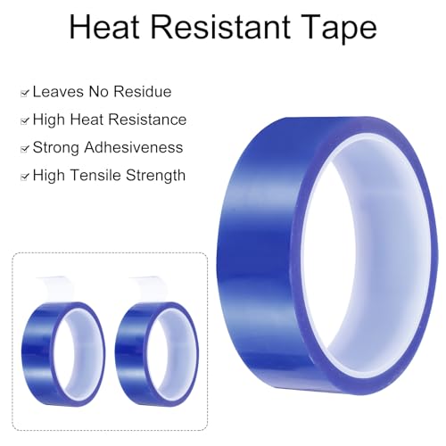 Image of uxcell Blue Heat Tape, 4 Rolls 30mmx33m 108ft High Temperature Heat Resistant Tape for Sublimation,Heat Vinyl Press,Heat Transfer, Circuit Board, No Residue