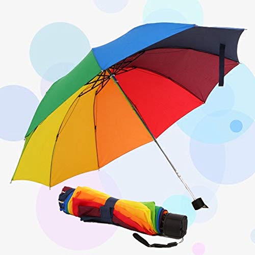 Preisvergleich Produktbild QINGRAN, Rainbow Fold Umbrella Frauen und Männer Nicht automatischer Regenschirm Beliebte kreative drei faltbare Erwachsene Kinder Regenschirm, 1St