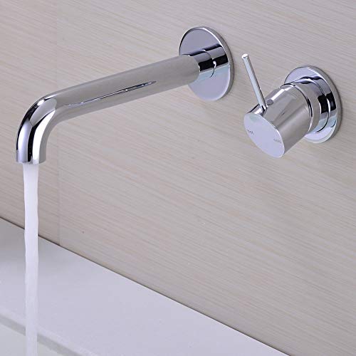 Zukki Copper Bathroom Fixtures Vanity Vessel Sink Faucet Wall Mounted Brass Basin Mixer Taps Sink Mixer Tap Bathroom Faucets Hot And Cold Spout Sink Rough Valve Bathtub Faucet Polished Chrome #TOP4