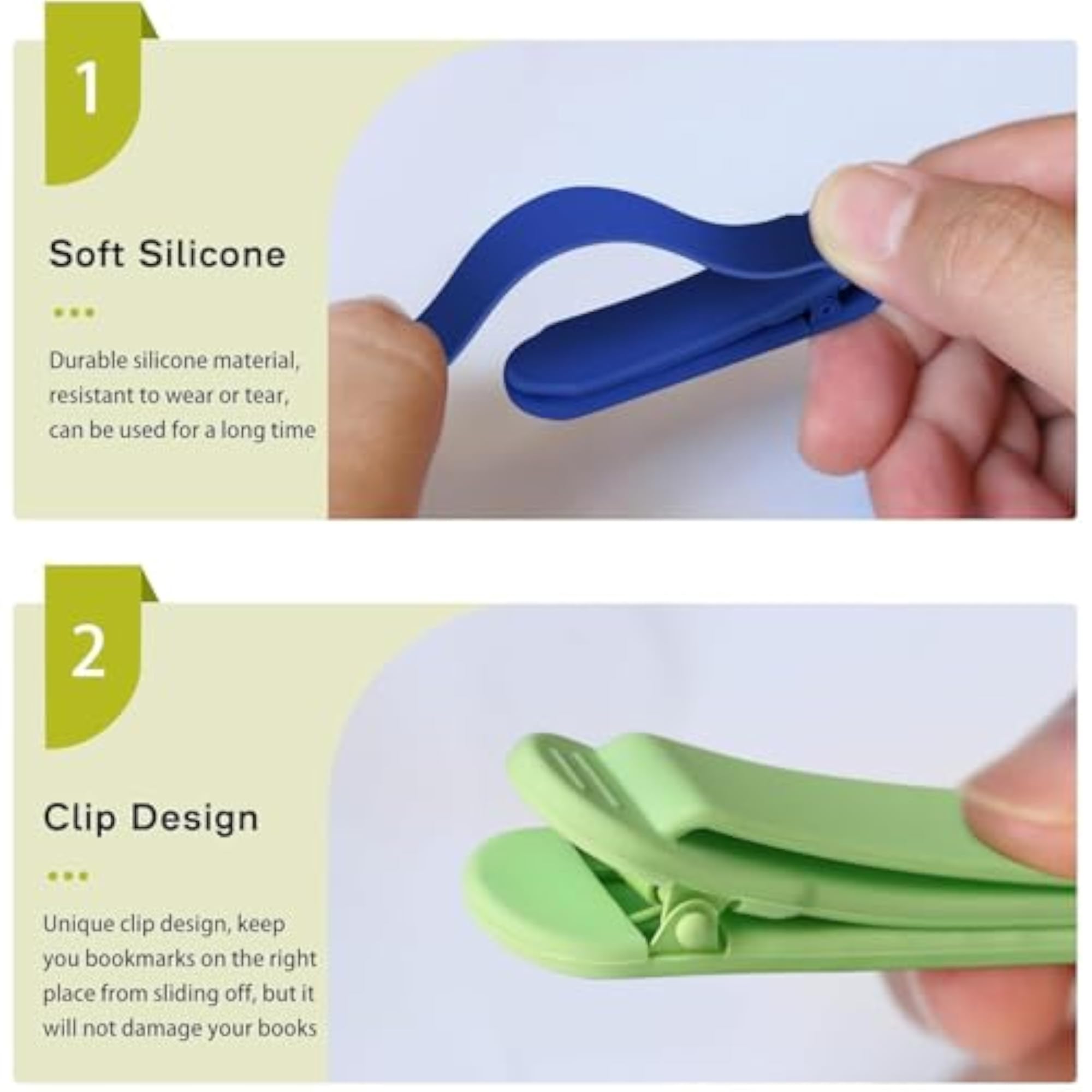 3pcs Silicone Automatic Bookmark, Page Markers