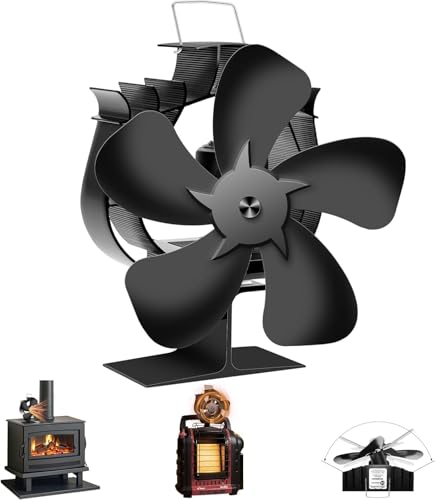 NZQXJXZ Ventilateur Poêle à Bois Amélioré avec Thermomètre, Rotation Gauche-Droite à 60° pour un Chauffage Rapide, Compatible avec Poêles à Bois, Cheminées, Chauffage au Gaz Portable (Support Inclus)